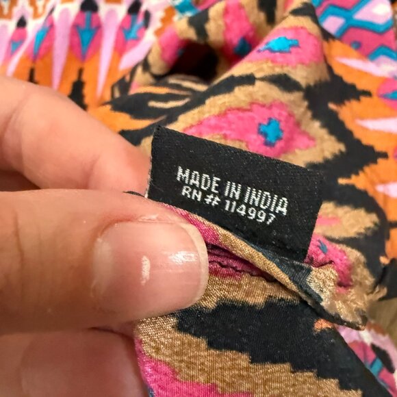 Tolani 100% Silk Geometric Mandala Blouse Colorful Bohemian Artsy 3X - Picture 10 of 11